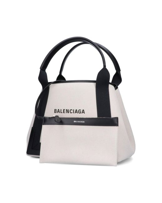 Balenciaga Black 'cabas Navy' Small Tote Bag