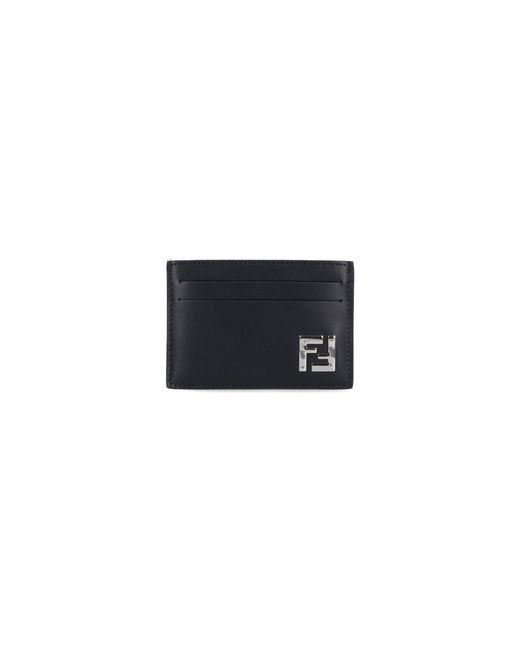 Fendi Black Slim "Squared Ff" Card Holder for men