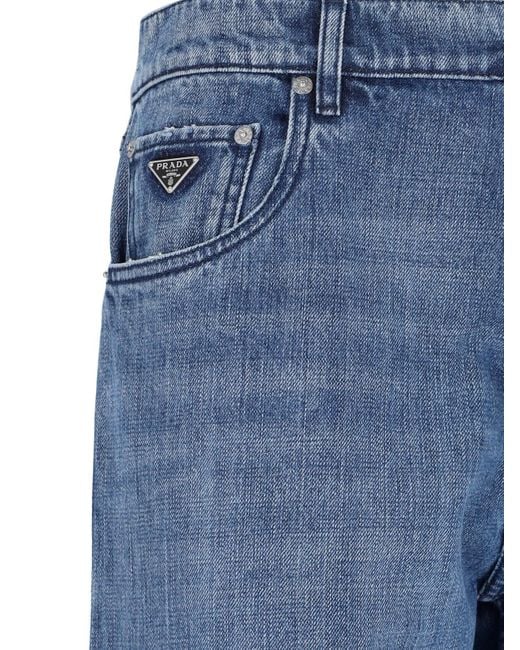 Prada Blue Logo Straight Jeans for men