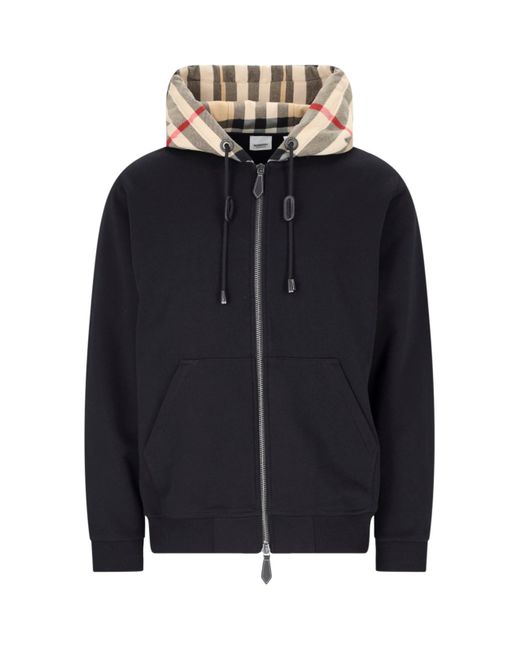 Burberry Check Hoodie in Blue for Men Lyst