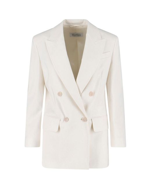 Max Mara White Suez Double-Breasted Blazer