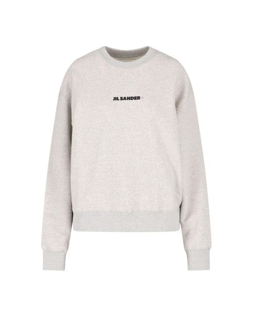 Jil Sander White Oversize Logo Sweatshirt