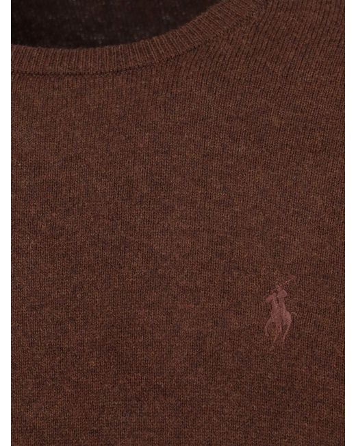 Polo Ralph Lauren Brown Sweater With Crew Neckline And Ribbed Details for men