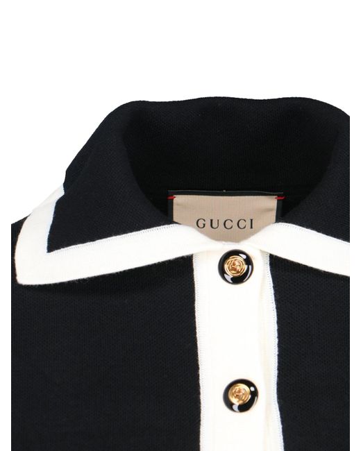 Abito Polo "Gg Jacquard" di Gucci in Black