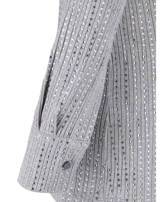 The Attico Gray Fitted Mini Dress With Reflective Embellishments