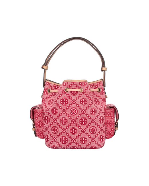 Borsa Secchiello "T Monogram" di Tory Burch in Pink