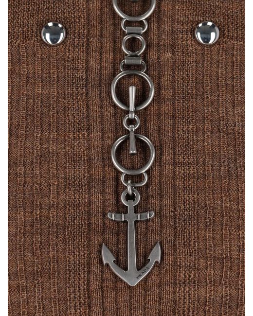 Prada Brown Virgin Wool Sweater for men