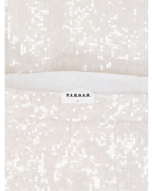 P.A.R.O.S.H. White Midi Sequin Skirt