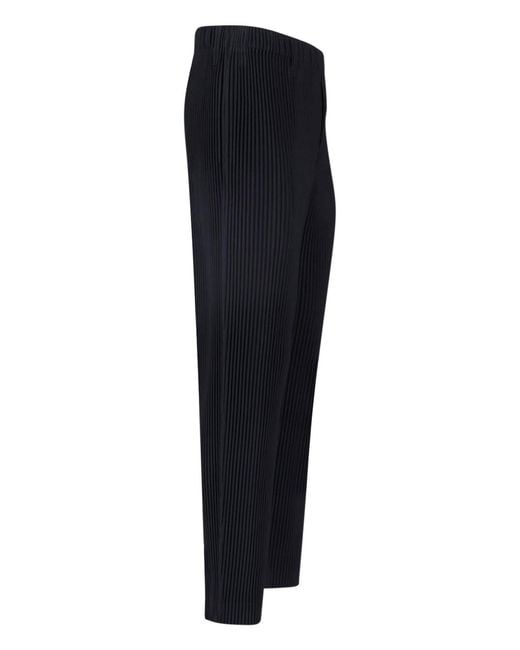 Homme Plissé Issey Miyake Blue Pleated Straight-Leg Pants for men