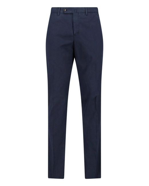 PT Torino Blue Cotton Blend Trousers for men