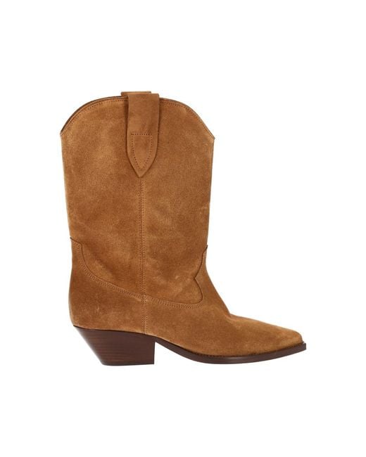 Isabel Marant Brown Calf Leather Ankle Boots With Cowhide Outsole