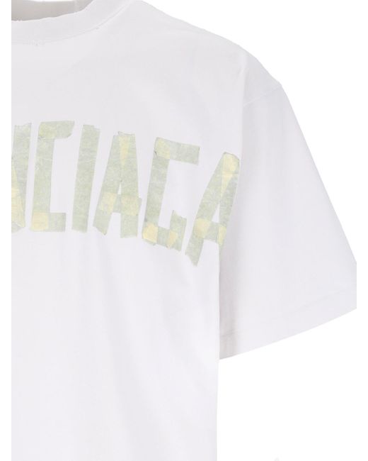 T-Shirt "Tape Type" di Balenciaga in White da Uomo