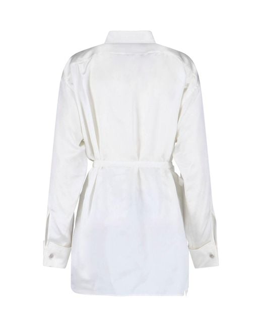 Balenciaga White Lightweight Silk-Blend Button-Front Shirt For
