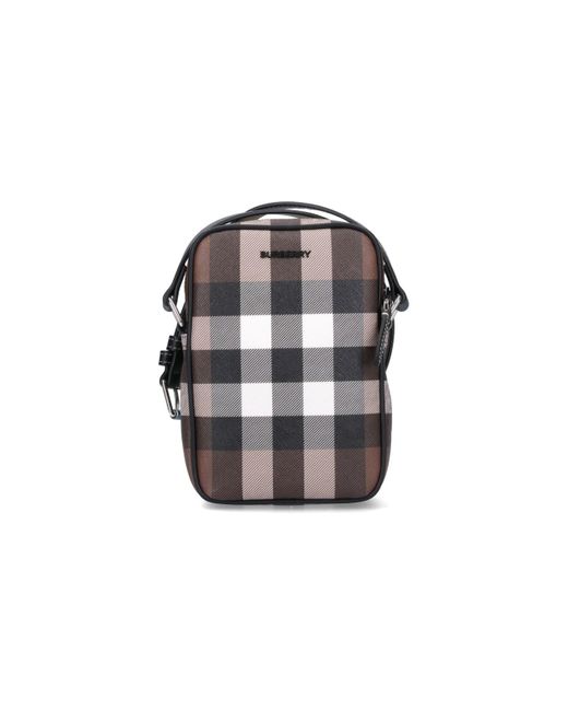 Burberry Brown Paddy Checked Phone Crossbody Bag for men