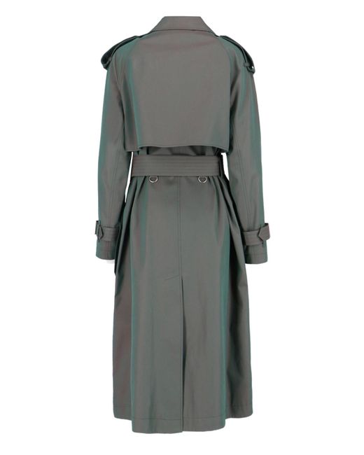 Burberry Gray Double-breasted Midi Trench Coat