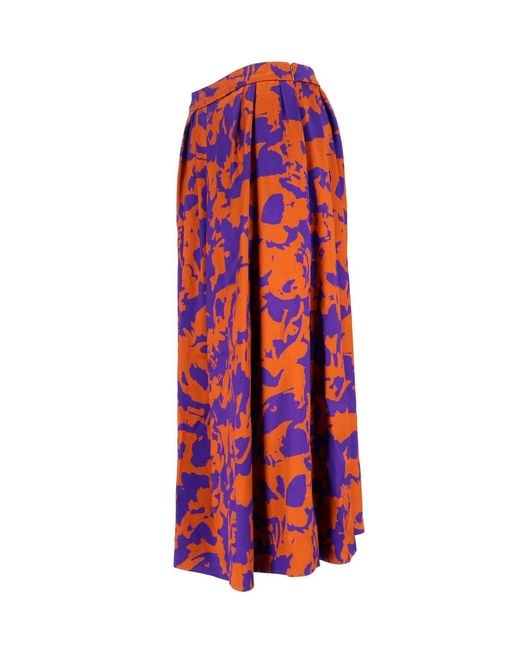Dries Van Noten Red Flowing Skirt With Smooth Texture