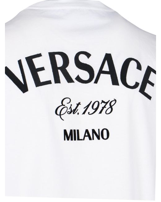 T-Shirt "Milano Stamp" di Versace in White da Uomo
