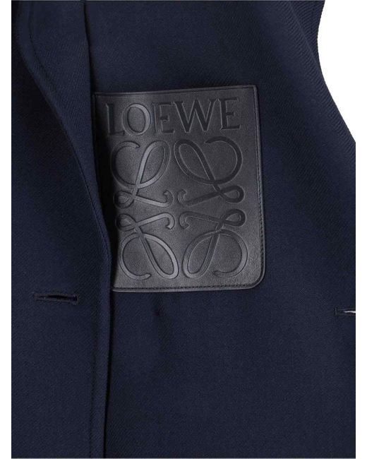 Loewe Blue Double-Breasted Wool Coat