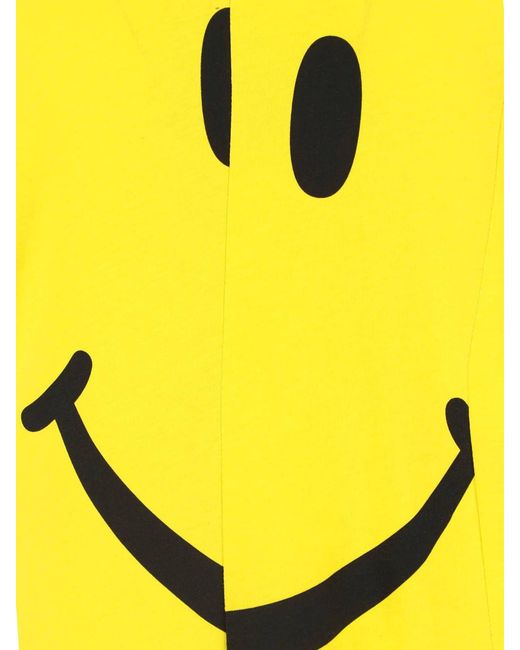 Moschino Yellow Smiley Print Cotton Mini Dress