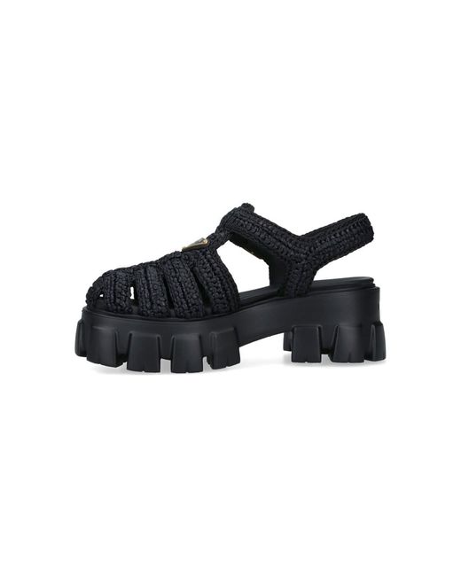 Prada Black "Monolith" Sandals
