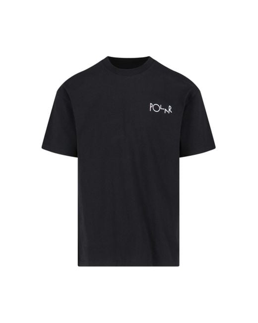POLAR SKATE Black "stroke Logo" T-shirt for men