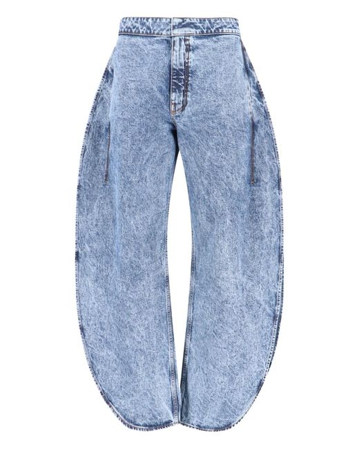 Alaïa Blue High-Waisted Mini Leg Jeans With Slit