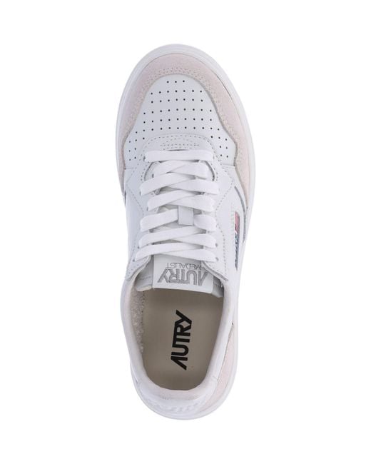 Autry White Leather & Suede Low-Top Sneakers For