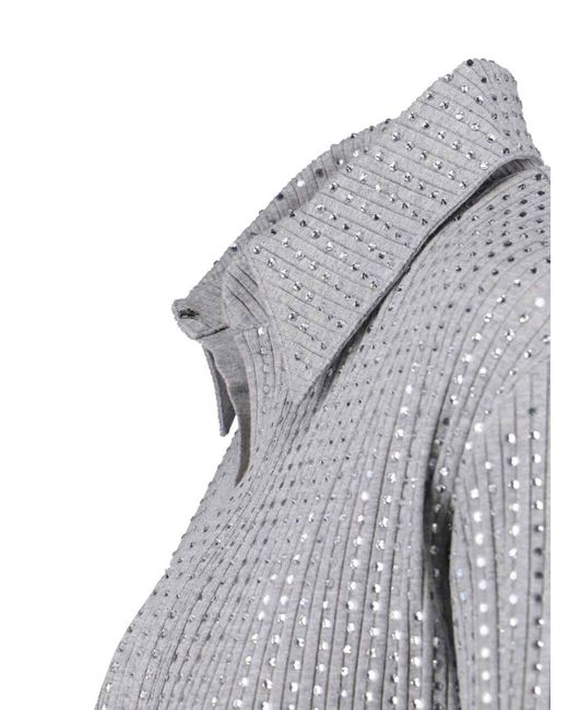The Attico Gray Fitted Mini Dress With Reflective Embellishments