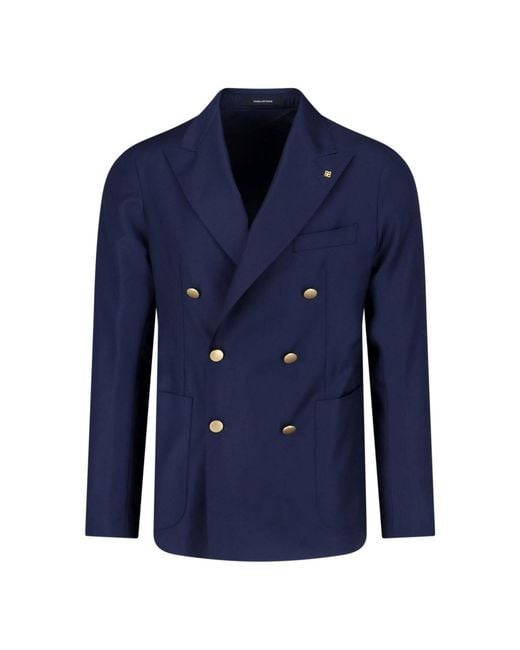 Tagliatore Blue Double-Breasted Wool Blazer for men