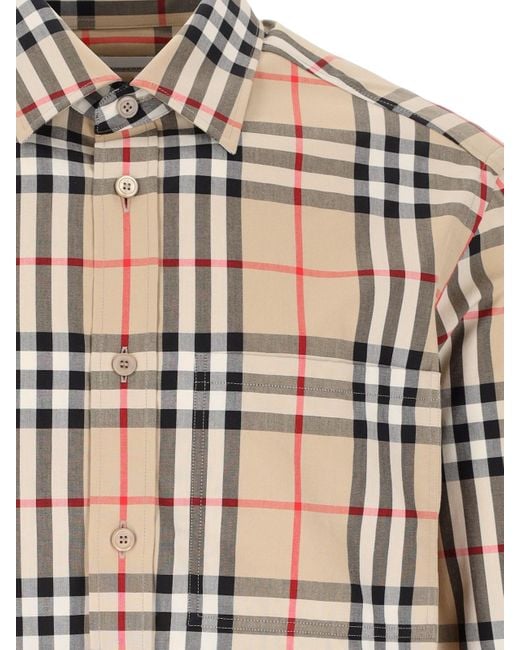 Burberry White Check Pattern Shirt for men
