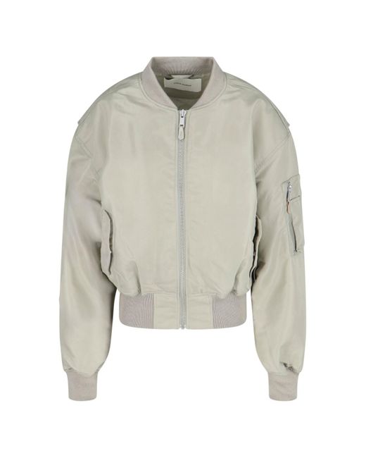 Entire studios White "Broad" Zip Bomber Jacket