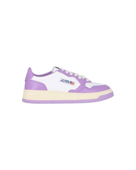 Autry Purple And Lilac Two-Tone Leather Medalist Low Sneakers