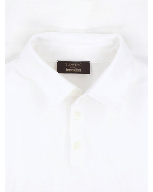 Zanone White Cotton Polo Shirt for men