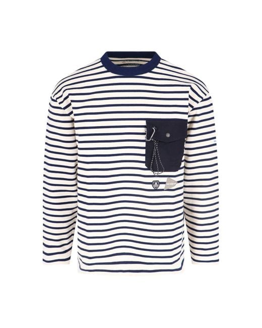 And Wander Blue X Orcival Hs Striped T-Shirt for men
