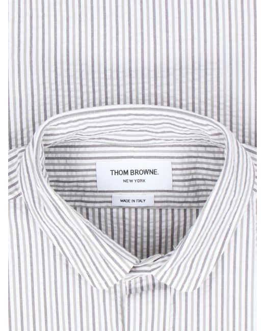 Camicia A Righe di Thom Browne in White da Uomo
