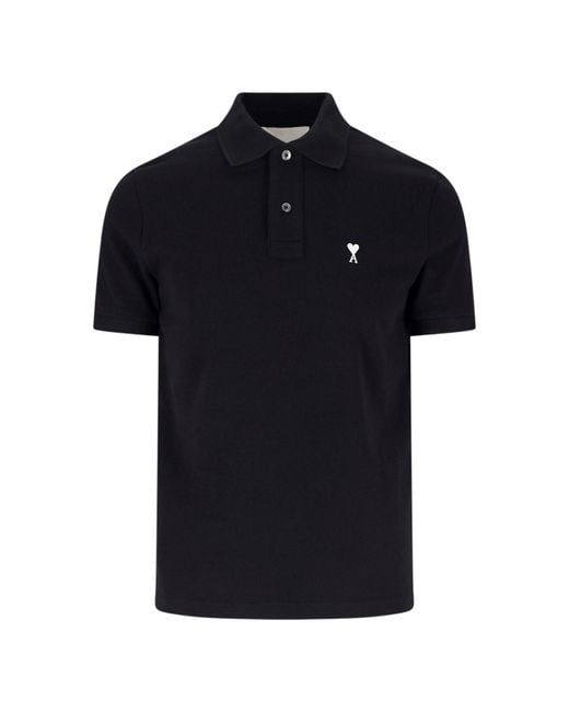 AMI Black Ami T-Shirts And Polos Cotton for men