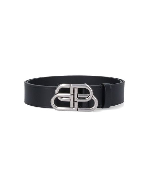 Balenciaga Black Leather Belt With Double-B Buckle for men