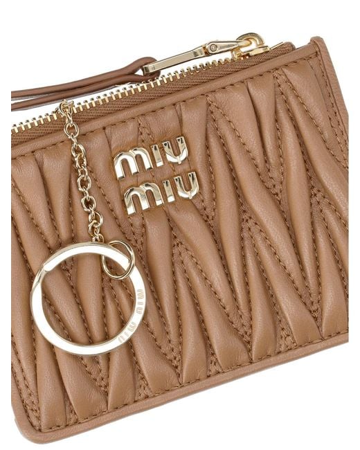 Miu Miu White Matelassé Nappa Leather Card Holder