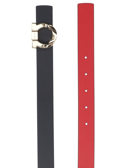 Cintura Reversibile "Gancini Torchon" di Ferragamo in Red