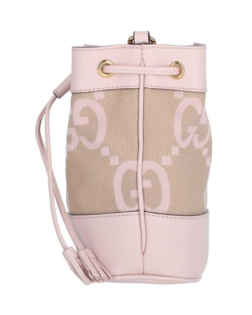 Gucci Pink "jumbo Gg Ophidia" Mini Bucket Bag
