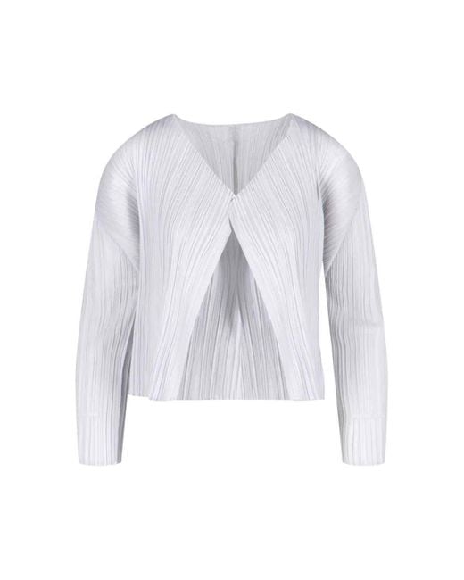 Cardigan Plissettato di Pleats Please Issey Miyake in White