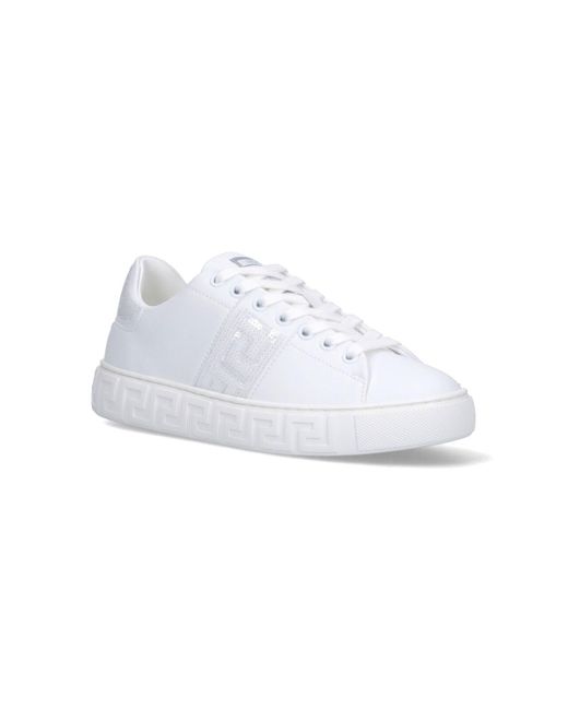 Sneakers Greca Con Paillettes di Versace in White