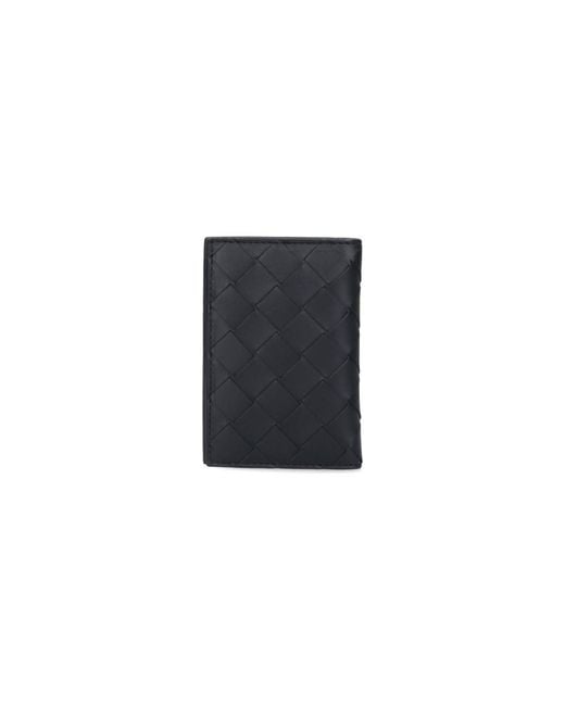Bottega Veneta Black Woven Bi-Fold Card Holder for men