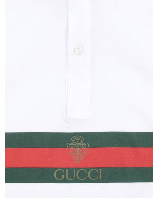 Gucci White Cotton Polo "Web" for men