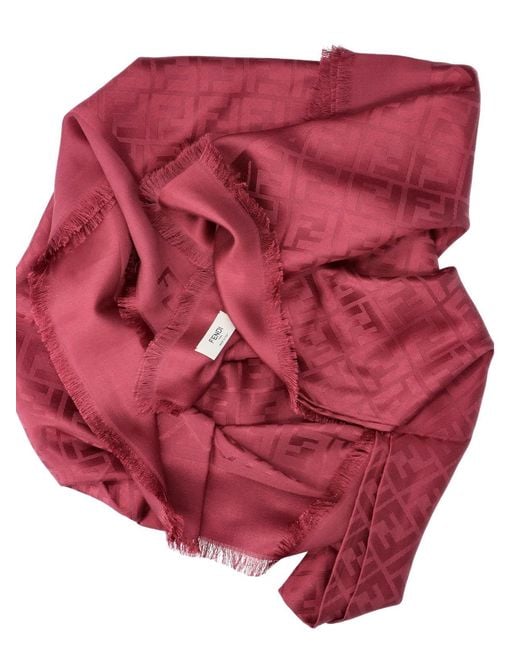 Fendi Pink Silk And Wool Scarf