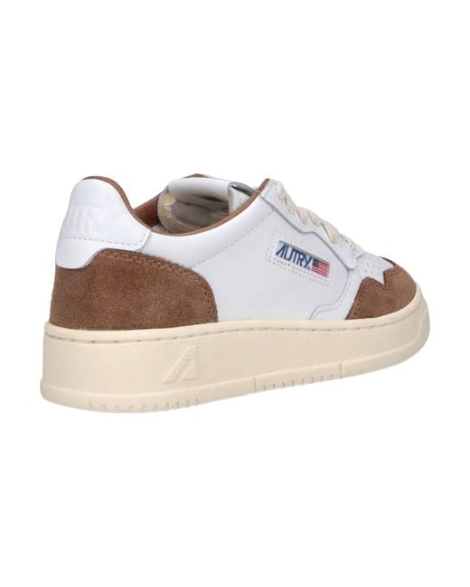 Autry White Low-Top Sneakers With Suede Overlays