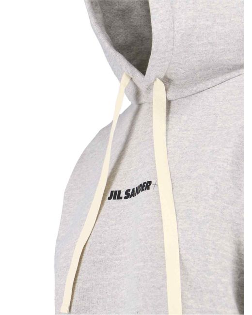 Felpa Cappuccio Logo di Jil Sander in Gray