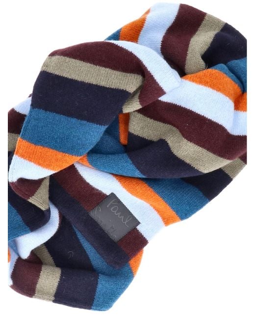 Paul Smith Blue Striped Wool Scarf for men