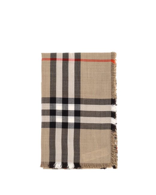 Sciarpa In Lana E Seta "Check" di Burberry in White