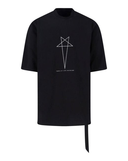 Rick Owens Black T-Shirt "Pentagram Tommy" for men